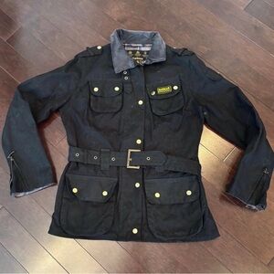 Barbour Ladies’ International Waxed biker style Black Jacket $485 US 6
